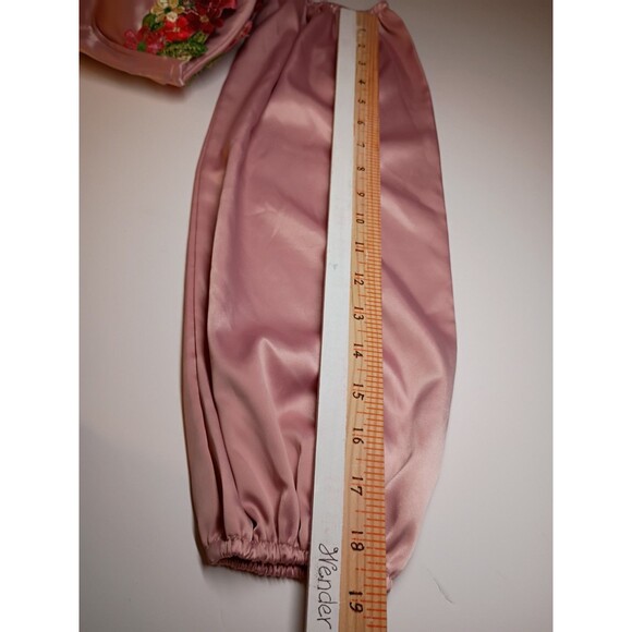 Pink Satin Bustier Corset Size S Renaissance Lace Up Back Sweetheart Poet Sleeve - Picture 11 of 16